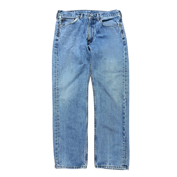 Mens Y2K Levi’s 505 Blue Denim Light Wash Straight Leg Jeans Size 34x32
